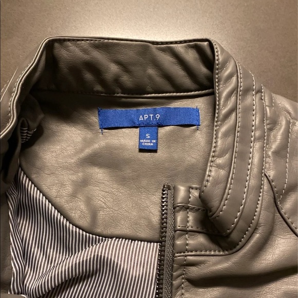 NWT Apt. 9 Faux Leather Moto Gray Jacket - Picture 8 of 11